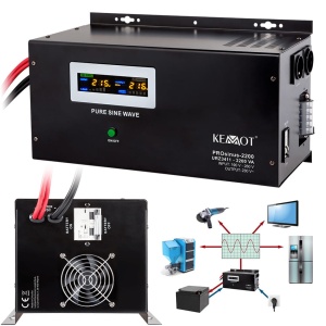 ZASILACZ AWARYJNY NAŚCIENNY KEMOT PROSINUS-2200 PRZETWORNICA 12V 230V 2200VA/1600W